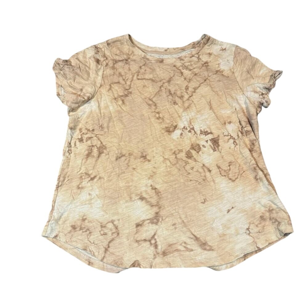 Old Navy Everywear Gold Tan Marble Tie Dye Short Sleeve Tee Shirt Womens Medium